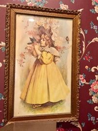Victorian print in ornate frame 