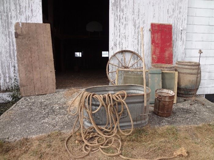 Barn Door, Stock Tank, Antique Barrels
