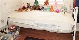 Twin bed, mattress, feather topper