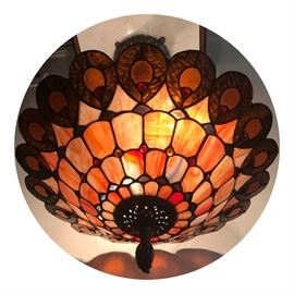 Peacock stained glass ceiling or lamp shade 