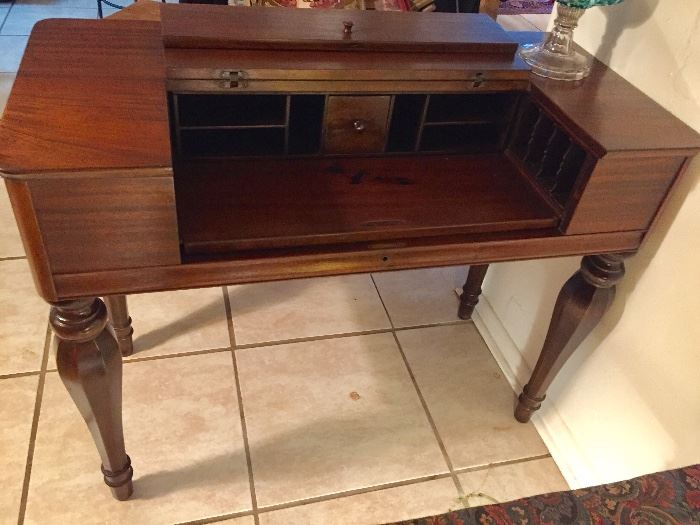 Victorian Spinnet Writing Desk in Cherry and Walnut 