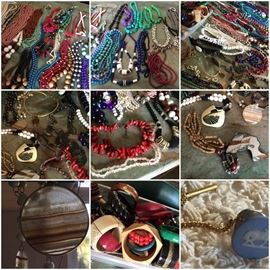 Wooden, Brass, Ceramic all vintage jewelry 1960’s thru 1990’s
