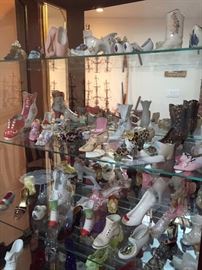 Large collection of porcelain shoes.