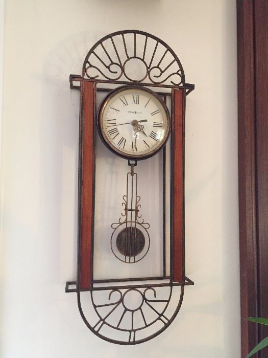 Brass and wooden clock.