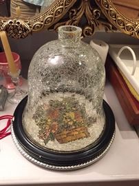 Glass dome and plates.