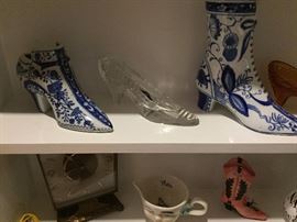 Collection of porcelain shoes.