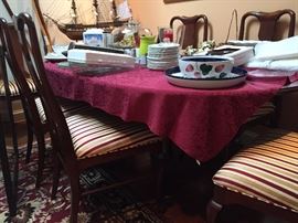 Dining room table and chairs.