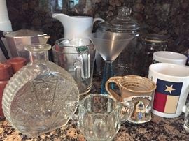 Glassware and ceramics.