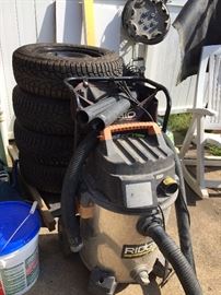 Shop vac and car tires.