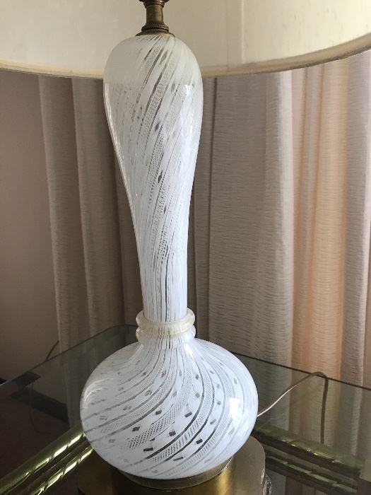 Antique Ribbon Glass Lamp