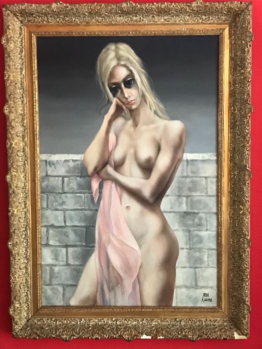 Original Margaret Keane Nude Oil Painting 24" x 36"                           Taking Bids: Current Bid $3,500                                             $500 increments till $10,000 then $1,000 increments    Bidding ends at 4pm but remains open for 10 minutes after a bid is posted for delay in internet and phone.                     
Call, email  or submit bids in person