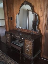 antique dresser and mirror