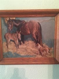 vintage framed horse picture
