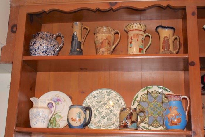 Antique English Pitcher Collection and Decorative Plates