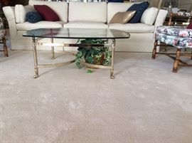Glass and Brass coffee table.