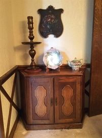Brass Candelabra, Beautiful Painted Bowl from Germany, Painted Musical Tea Pot