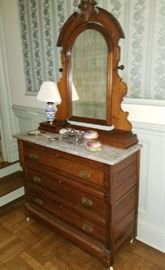 Beautiful Antique Eastlake Marble Top Dresser