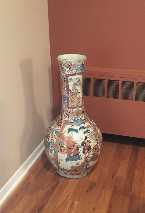 Pair vintage Chinese floor urns 