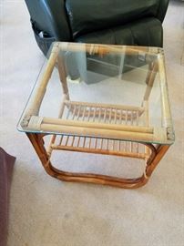Two Cane and Glass Tables
