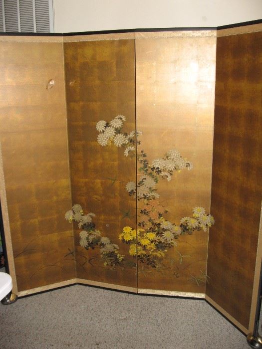 Vintage Japanese Silk Screen/Room Divider...