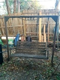 Rustic Iron Bench Swing 