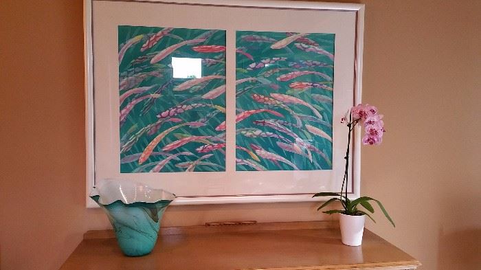Hawaiian Fish diptych by David Ridgway, local Bellingham artist -- commissioned by the client  