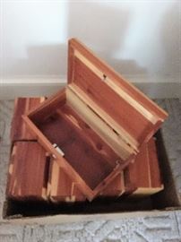 Several mini cedar chest.