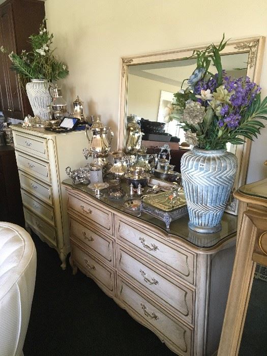 Vintage dressers and silver