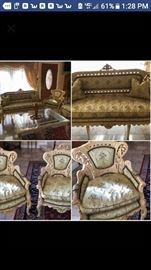 Antique loveseat, and 3 chairs in perfect condition. One of a kind