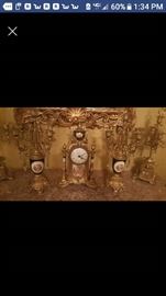 Antique Victorian clock and to candelabras
