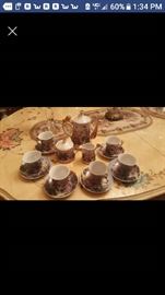Victorian coffee cup set 6 piece serving with Kettle sugar and cream
