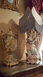 Antique Vaz and Capodimonte lamps