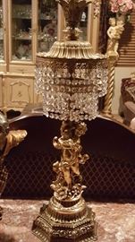 Very antique and very heavy lamp with crystal beads in glass Crystal