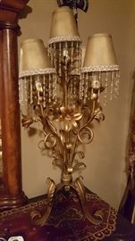 Brass lamp with beaded shades