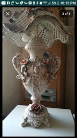 Capodimonte porcelain lamp and shade in perfect condition