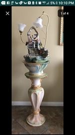 Three-piece Capodimonte water fountain with lights