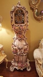Capodimonte 7 foot grandfather clock with cherubs