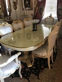 Italian dining room table, dining set, and living room sets all together
