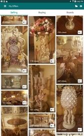 Large silk floral arrangement, silk flowers, Capodimonte clock and figurines and large mirrors