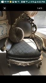 Victorian chair carved with new upholstery