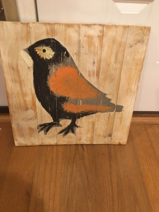 Bird painting on wood $25ea
Set of three available 