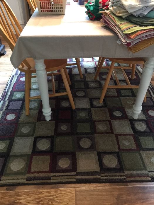 Dining table and rug