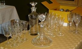 Crystal decanters, stemware