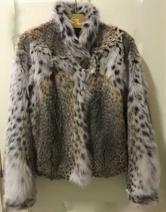 natural bobcat jacket approx size 8-10, M