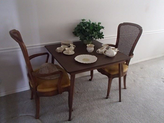 Table & chairs, Belleek china 