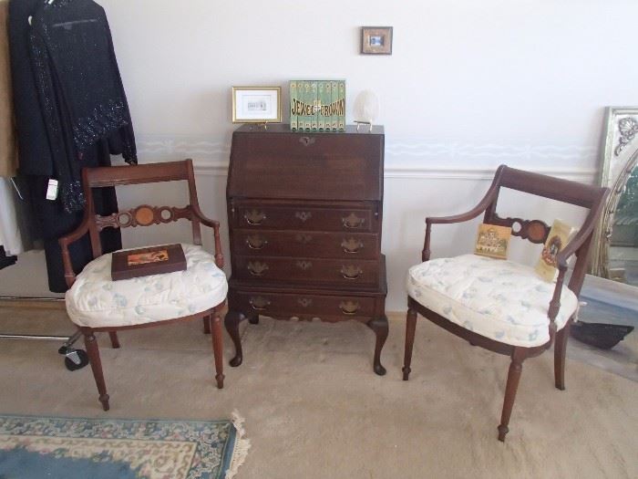 Taylor secretary by Jamestown NY, pair of nice side chairs 