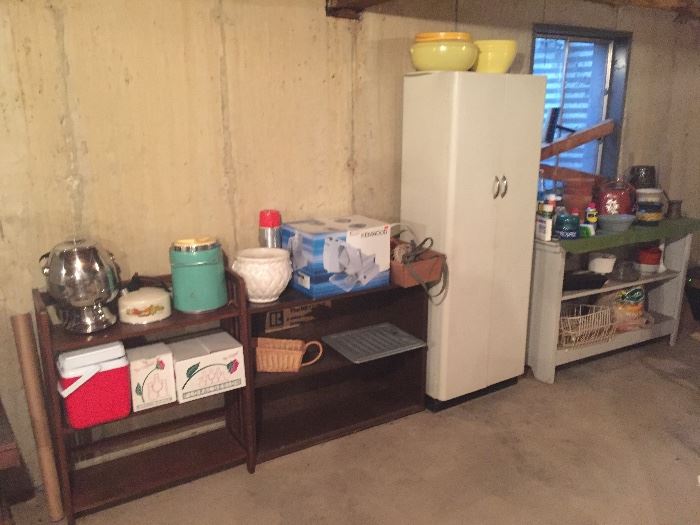metal cabinets, bookshelves, slicer and more kitchen items