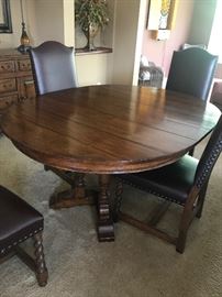 Stickley Dining Room Set  with leather upholstery Tully Side Chairs 