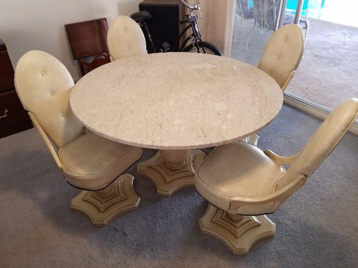 Solid Italian Marble table with four chairs