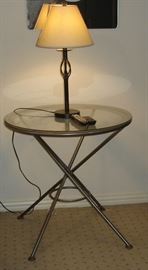 Glass & brushed steel end table